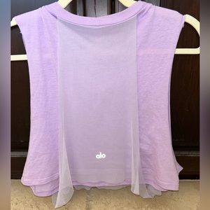 ALO Lavender Mesh Crop Tank